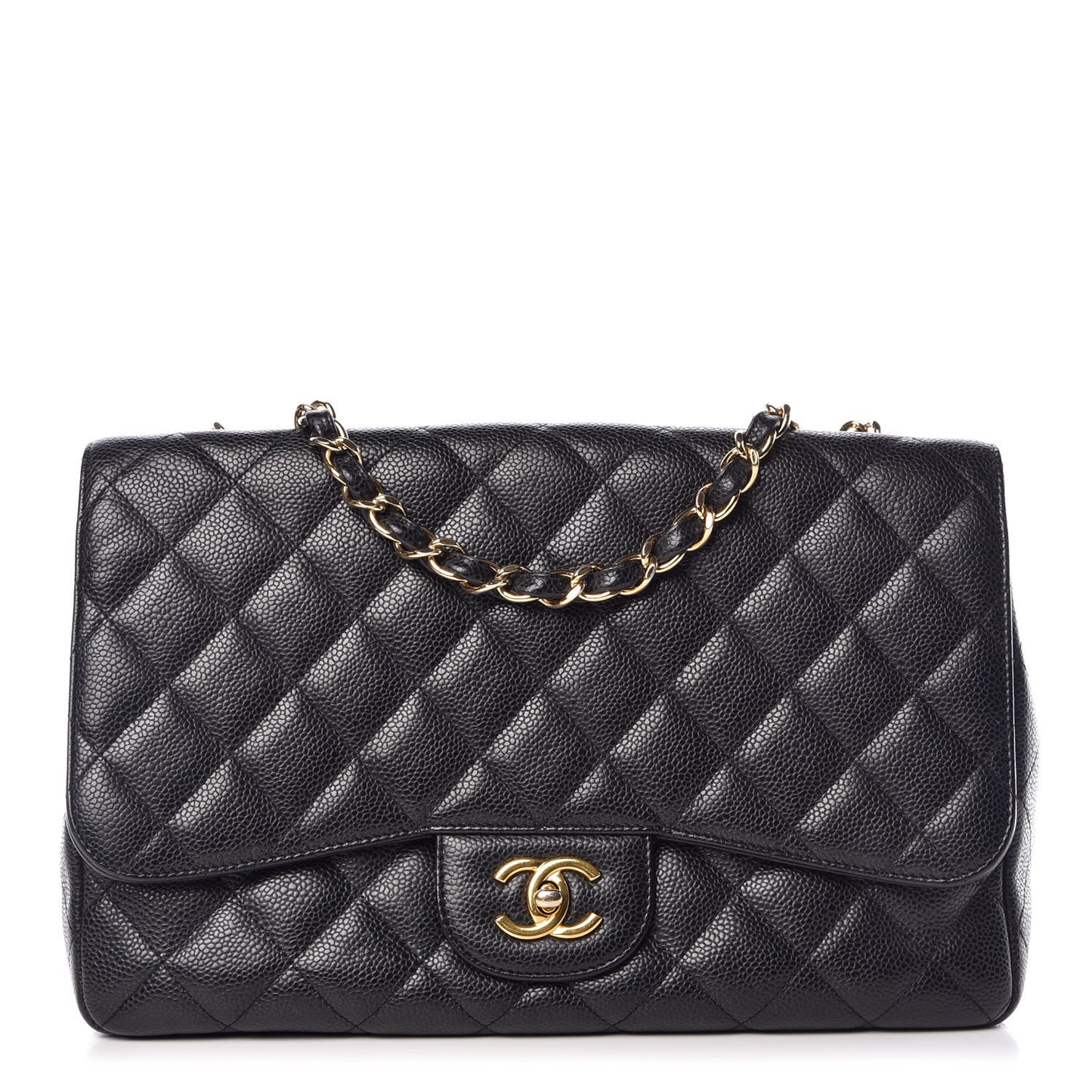 Caviar Quilted Jumbo Single Flap Black