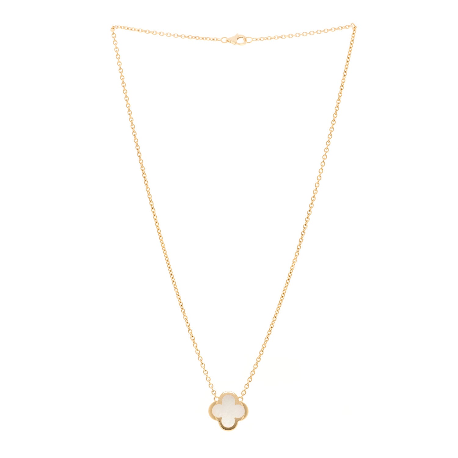 Van Cleef & Arpels 18K Yellow Gold Mother of Pearl Pure Alhambra Pendant Necklace 3 of 5