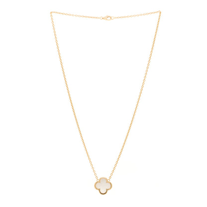 Van Cleef & Arpels 18K Yellow Gold Mother of Pearl Pure Alhambra Pendant Necklace 3 of 5