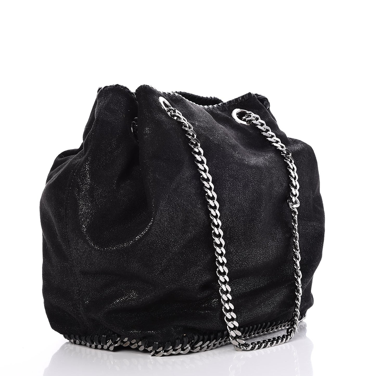 Shaggy Deer Small Falabella Bucket Bag Black