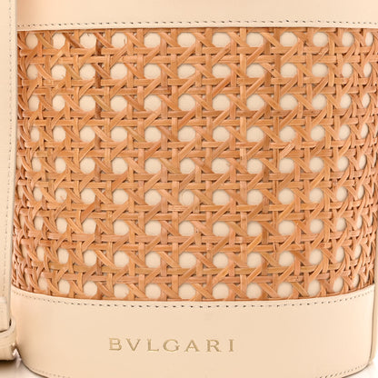 Bulgari Vienna Straw Calfskin Satin Medium Serpenti Forever Bucket Bag Ivory Opal Beetroot Spinel Fuchsia 7 of 10