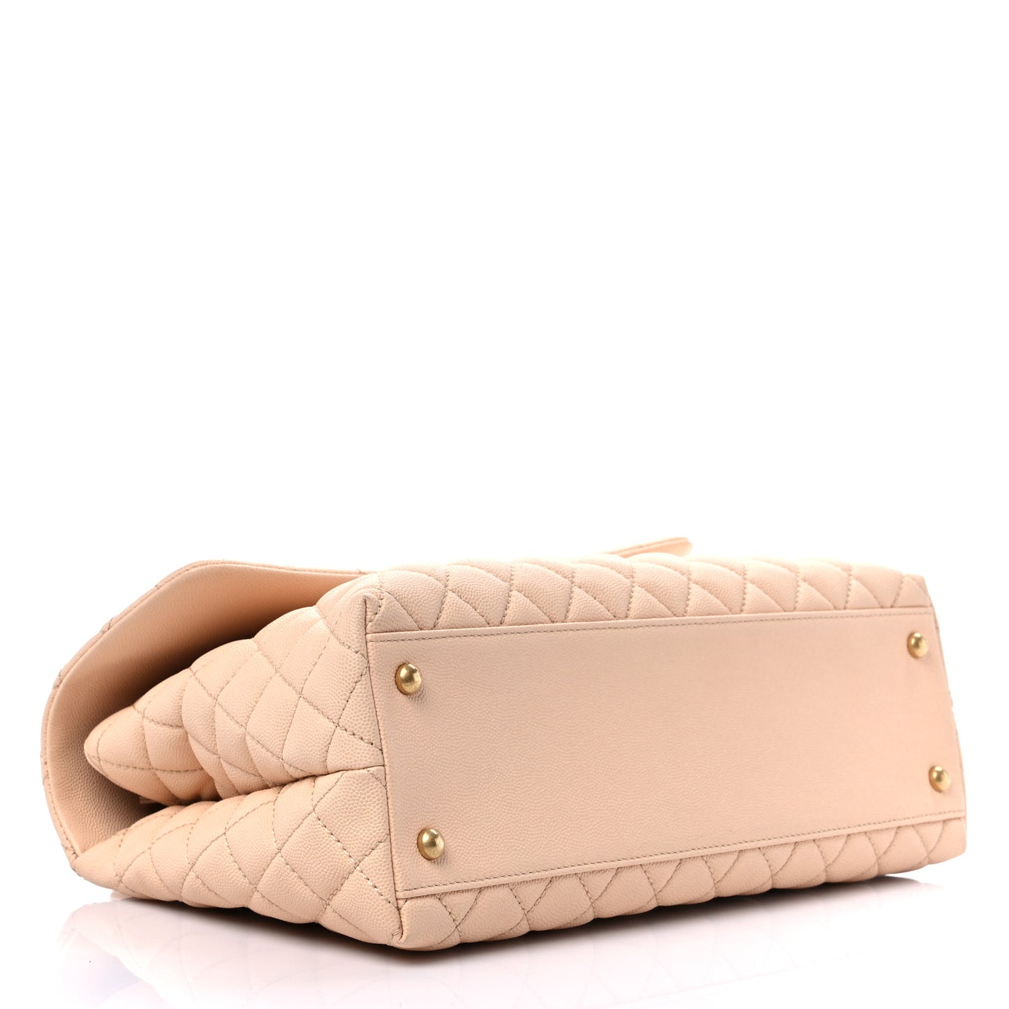 Caviar Quilted Medium Coco Handle Flap Light Beige