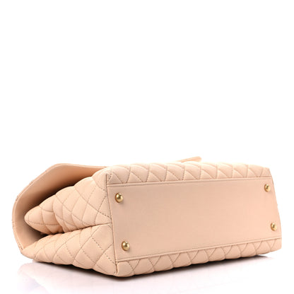 Chanel Caviar Quilted Medium Coco Handle Flap Light Beige 4 of 12