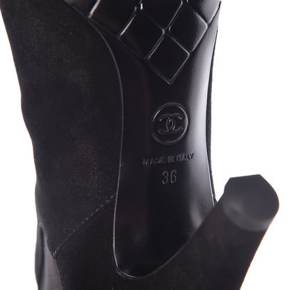 Chanel Suede Patent Cap Toe Short Boots 36 Black 6 of 9