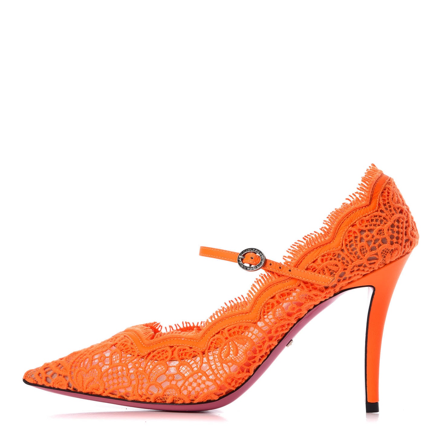 Lace Pizzo Venice Pumps 38 Orange Fluo