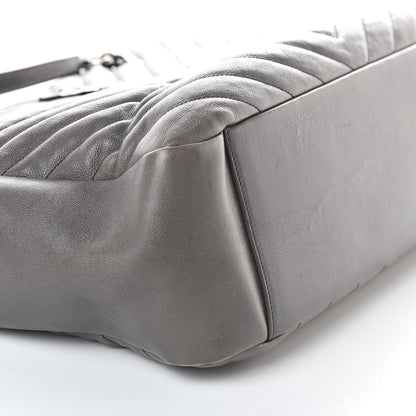Saint Laurent Sheepskin Matelasse Chevron Large Monogram Shopping Bag Light Coal 9 of 10