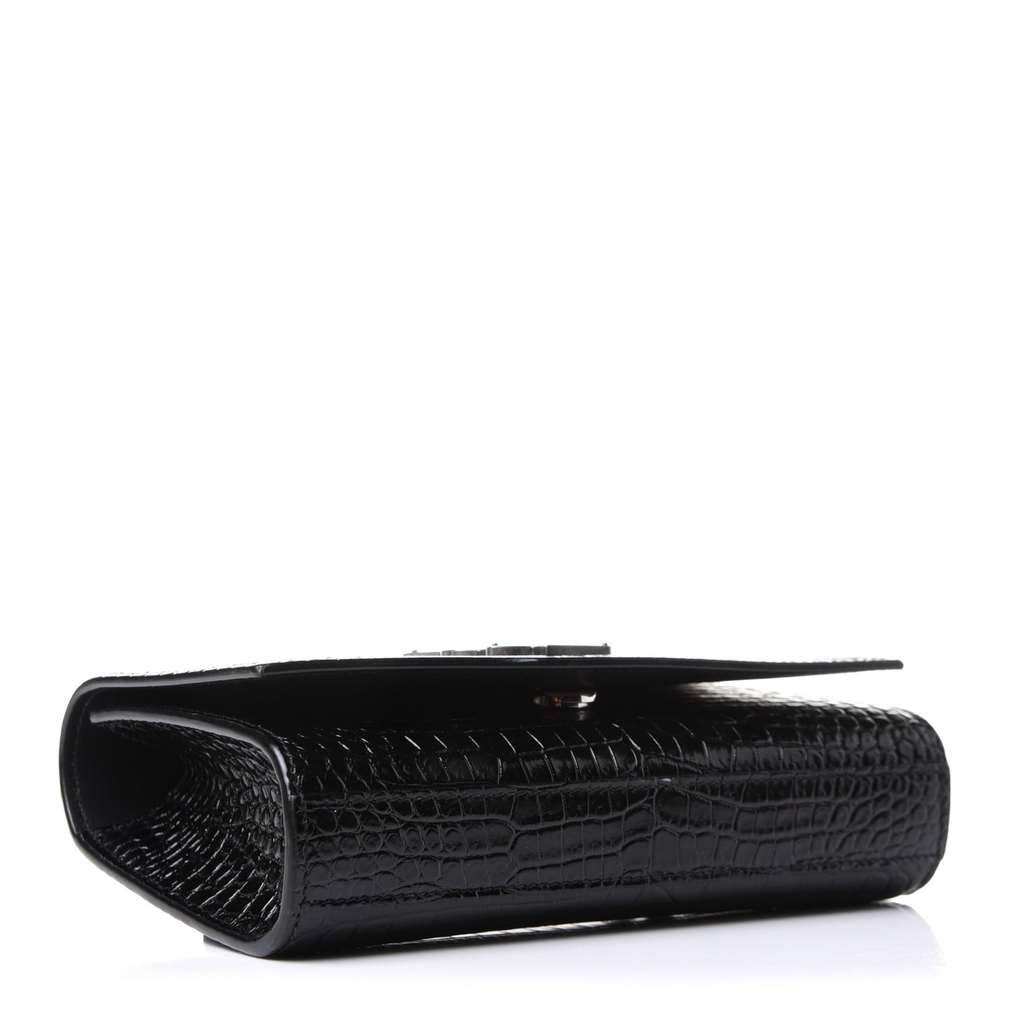 Calfskin Crocodile Embossed Monogram Kate Belt Bag Black