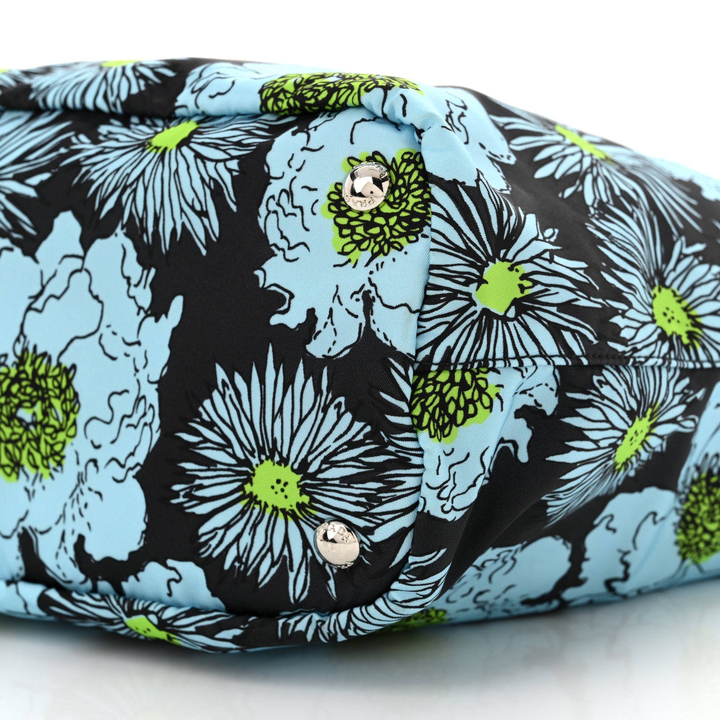 Tessuto Nylon Saffiano Floral Print Tote Black Blue Multicolor