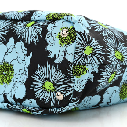Prada Tessuto Nylon Saffiano Floral Print Tote Black Blue Multicolor 10 of 14