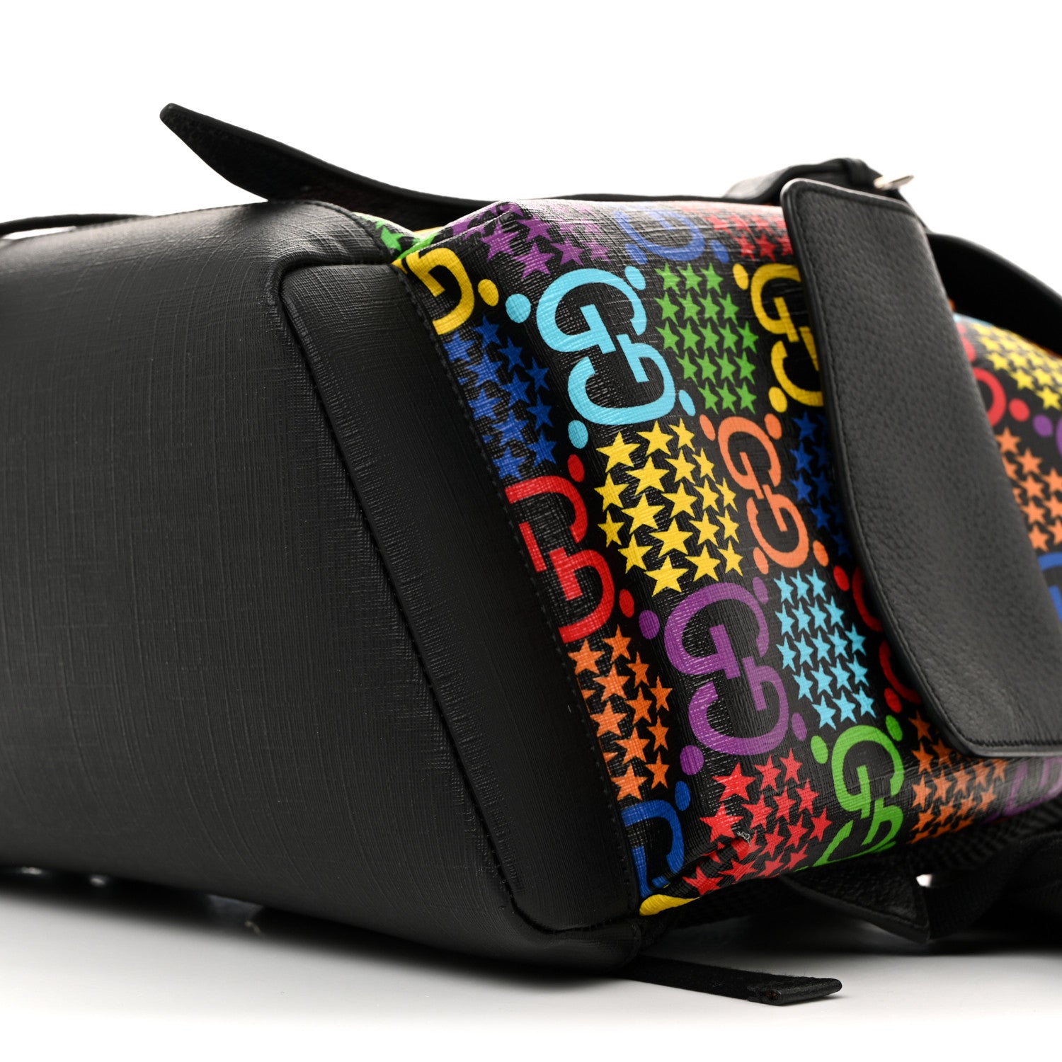 Gucci GG Supreme Monogram Psychedelic Medium Double Buckle Backpack Black Multicolor 10 of 11
