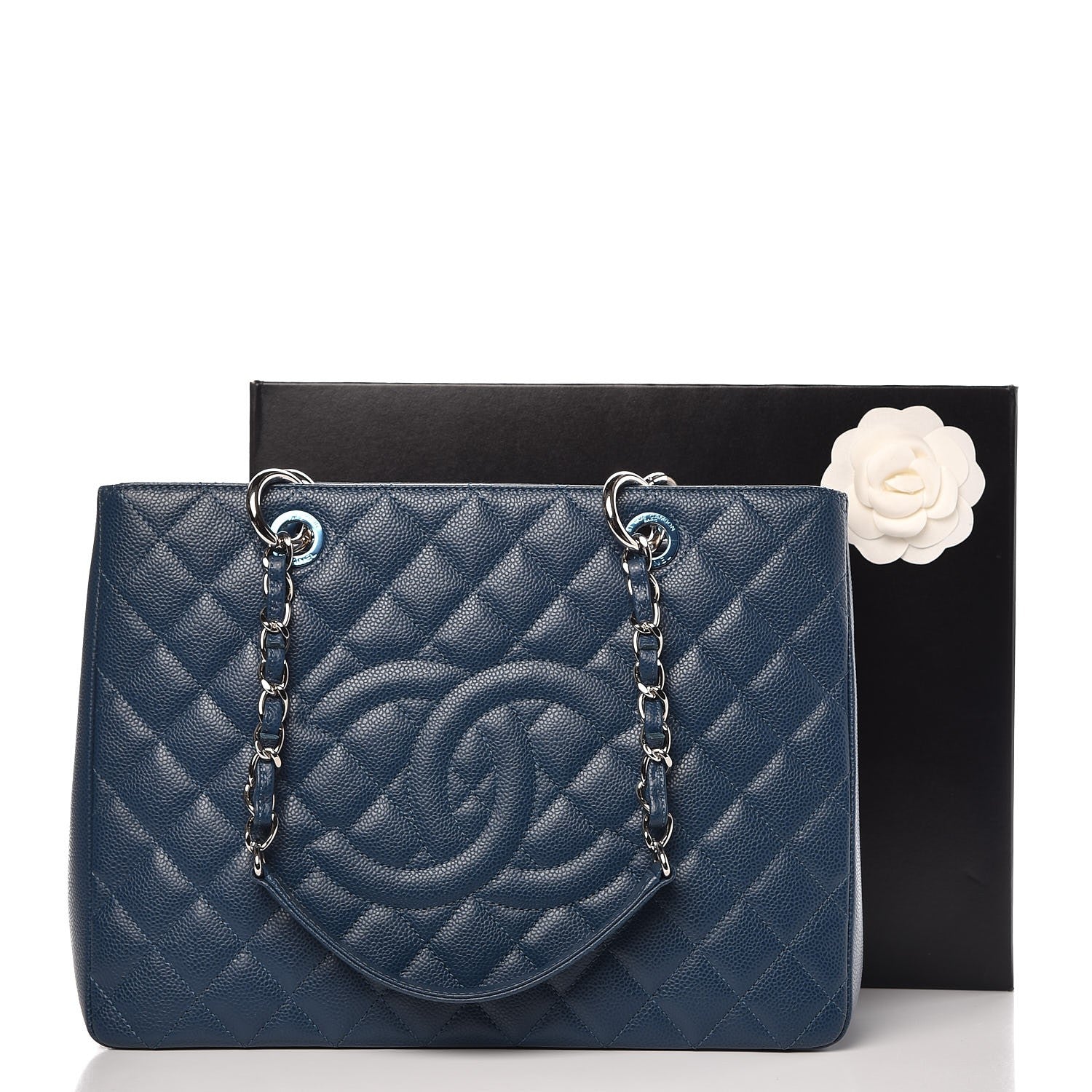 Chanel Caviar Quilted Grand Shopping Tote GST Dark Blue 8 of 8