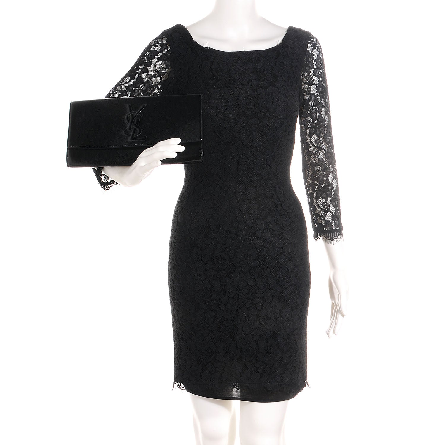Saint Laurent Textured Patent Monogram Large Belle De Jour Clutch Black 2 of 8
