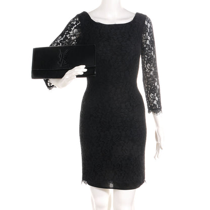 Saint Laurent Textured Patent Monogram Large Belle De Jour Clutch Black 2 of 8
