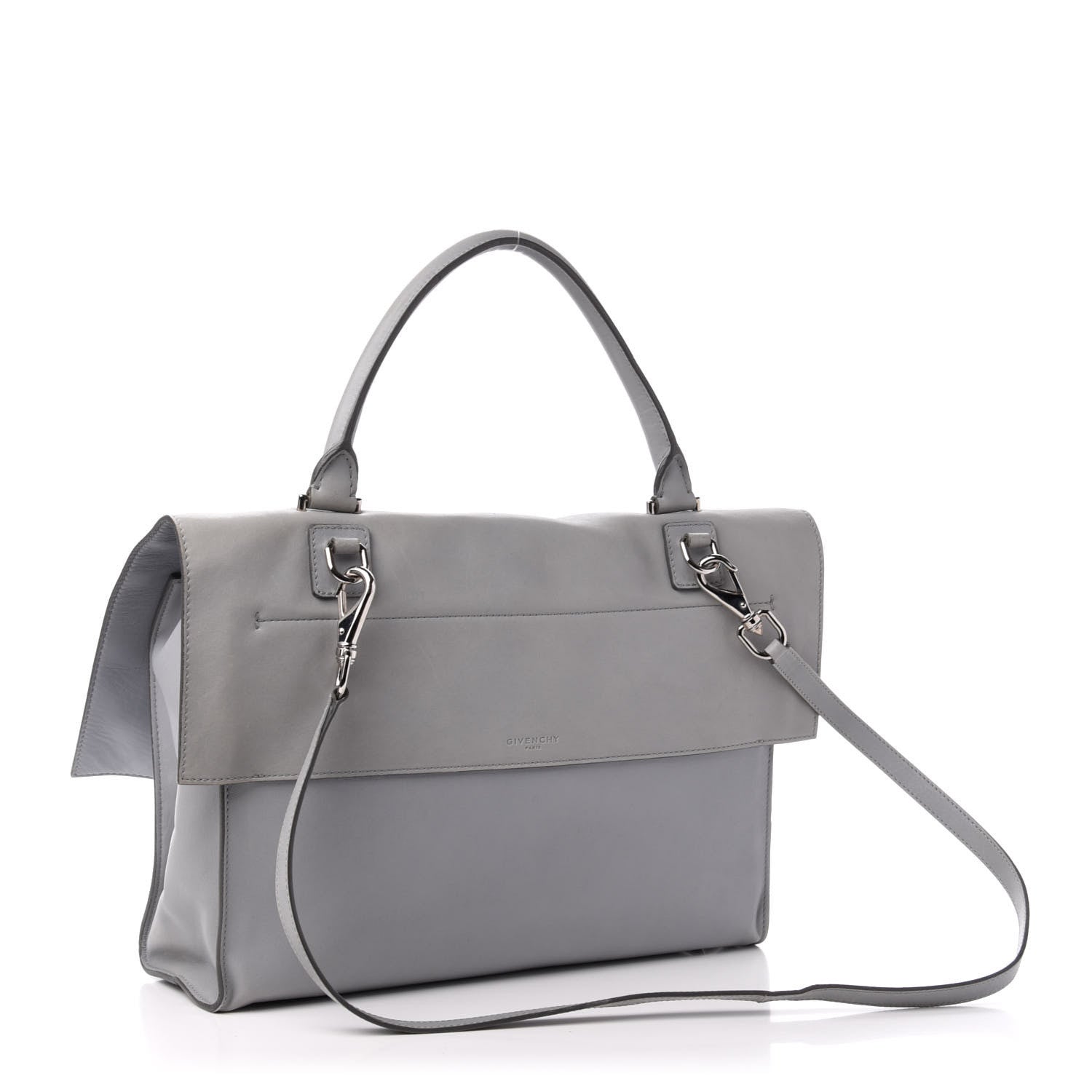 Givenchy Lambskin Medium Shark Lock Satchel Grey 4 of 16