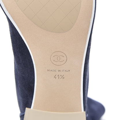 Chanel Suede Calfskin Cap Toe Short Boots 41.5 Navy Blue 6 of 8