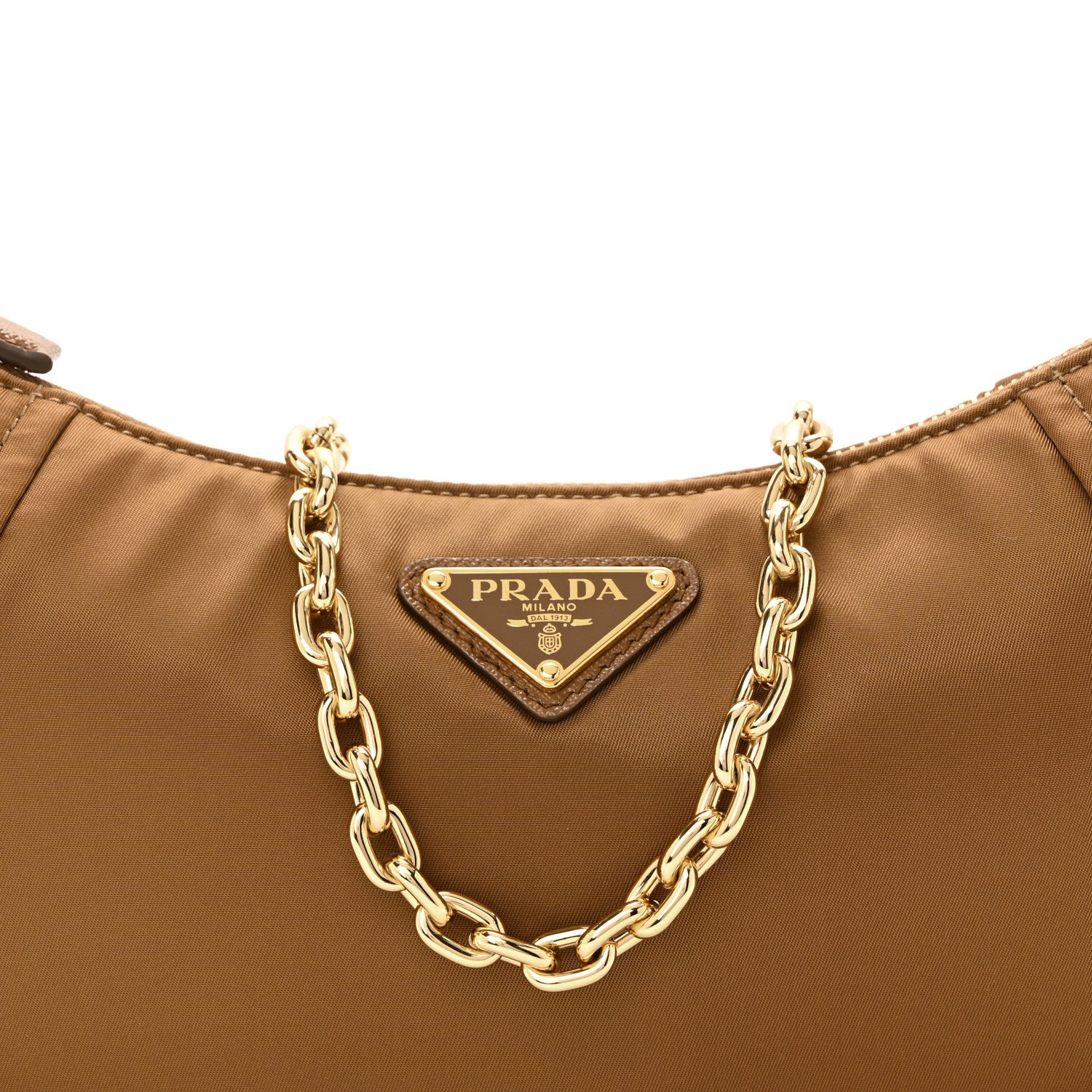 Prada Re-Nylon Saffiano Demi-lune Shoulder Bag Brown 7 of 9