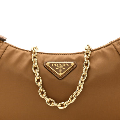 Prada Re-Nylon Saffiano Demi-lune Shoulder Bag Brown 7 of 9