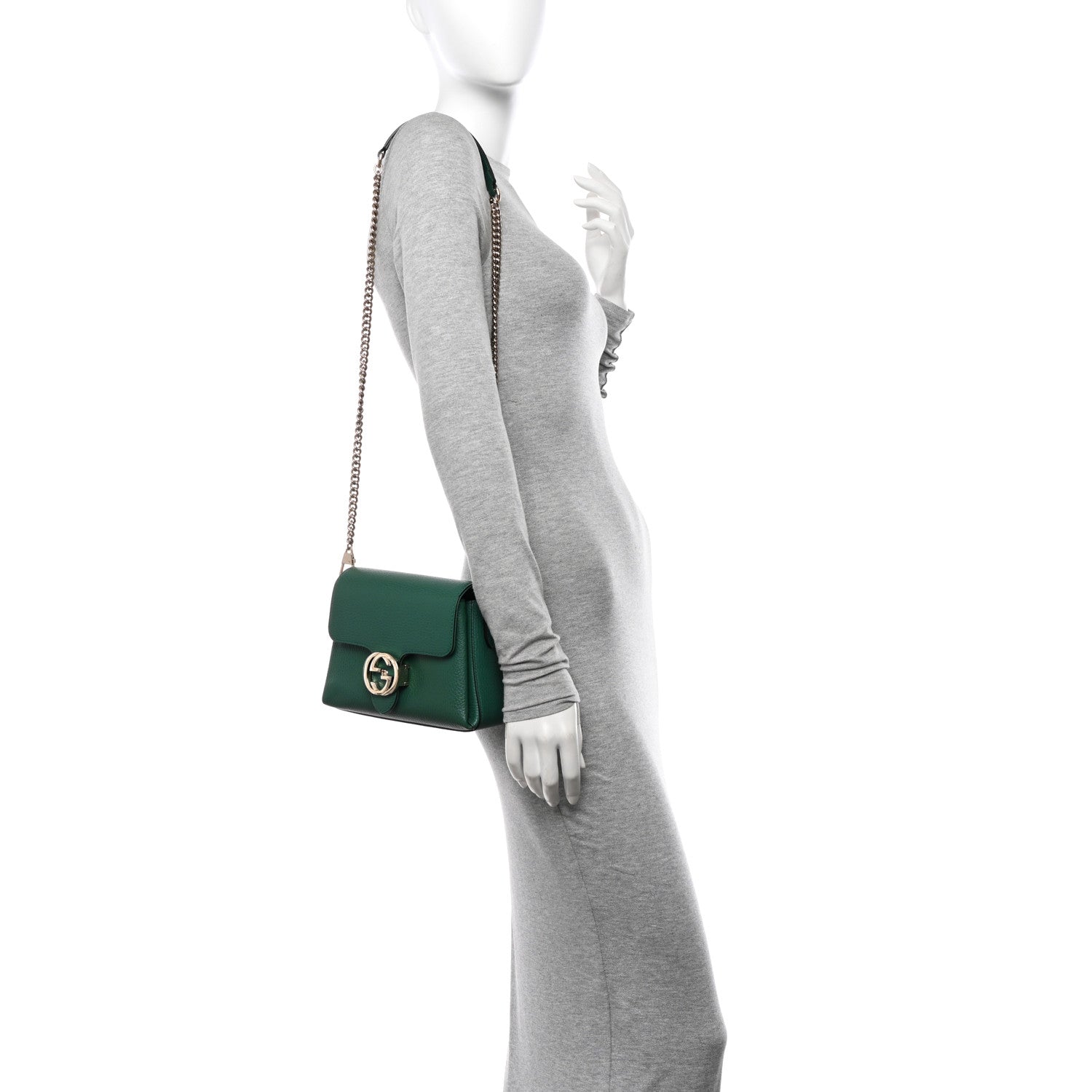 Gucci Dollar Calfskin Interlocking G Crossbody Bag Emerald 3 of 10