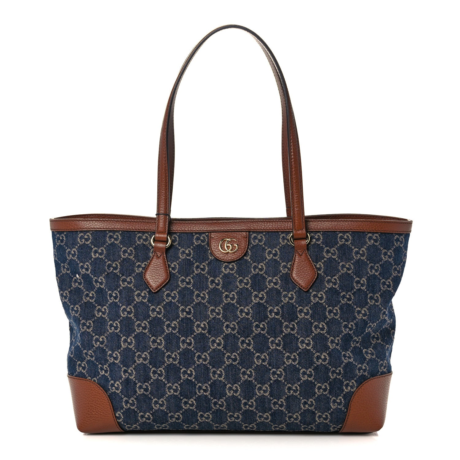 Gucci New Denim GG Monogram Medium Ophidia Shopping Tote Blue Tea Cuir 1 of 11