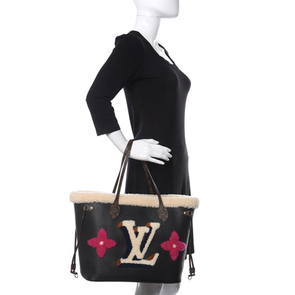 Louis Vuitton Calfskin Monogram Teddy Neverfull MM Black 2 of 9