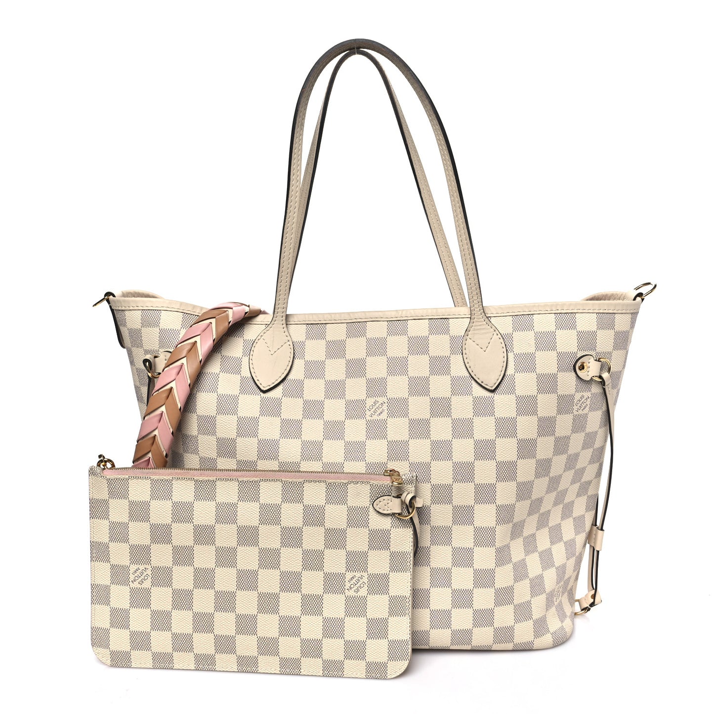 Damier Azur Braided Neverfull MM Pink