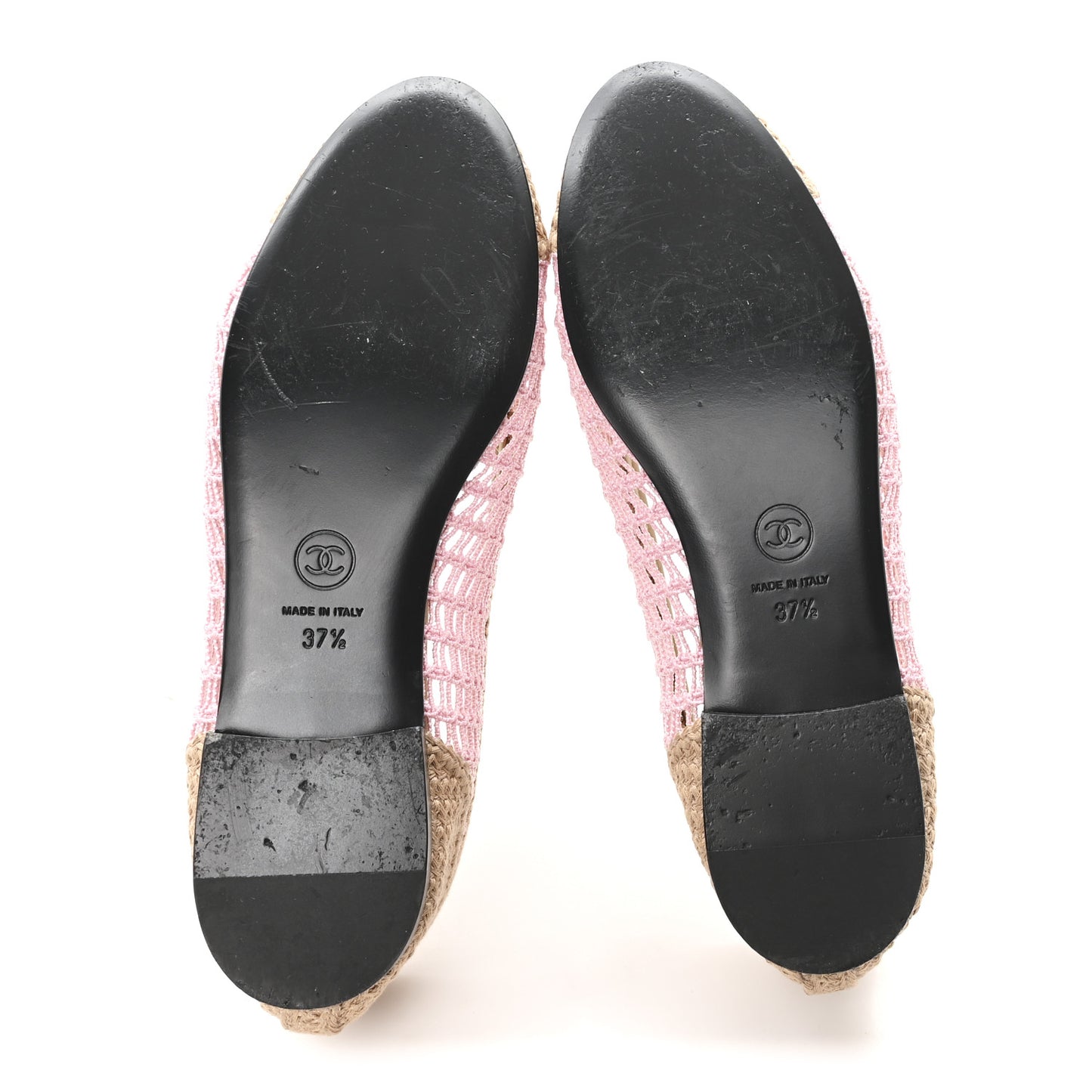 Raffia Cap Toe Ballerina Flats 37.5 Pink Beige