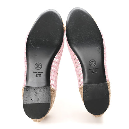 Chanel Raffia Cap Toe Ballerina Flats 37.5 Pink Beige 6 of 8