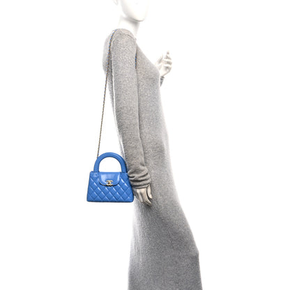 Chanel Shiny Aged Calfskin Quilted Nano Kelly Shopper Blue 2 of 10