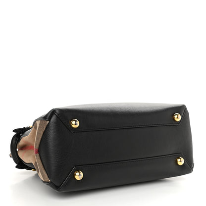 Burberry Calfskin House Check Small Banner Tote Black 4 of 18