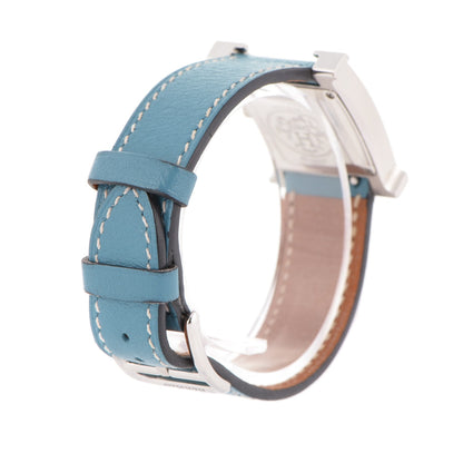 Hermes Stainless Steel Swift 21mm Heure H Hour Quartz Watch Blue Jean 4 of 8