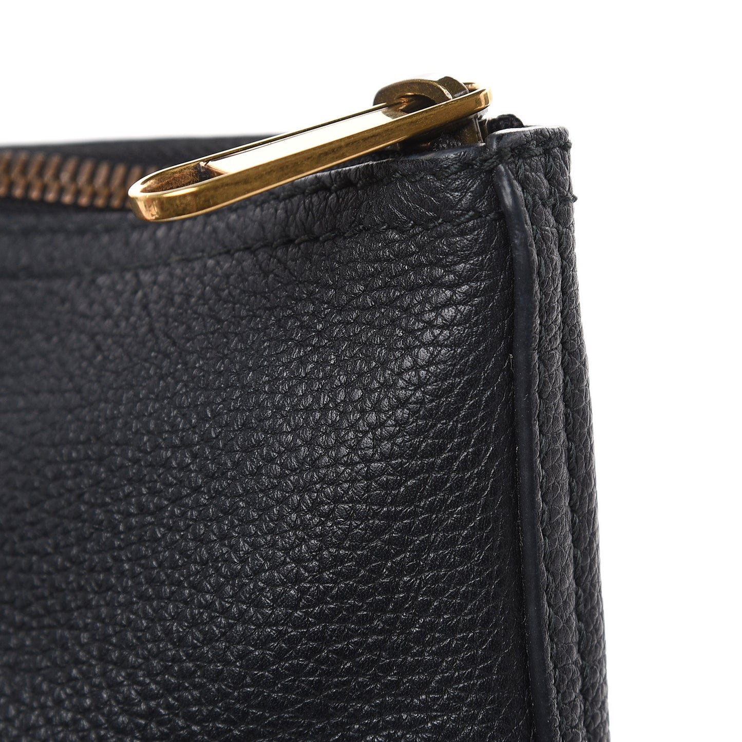 Pebbled Calfskin Medium Logo Portfolio Clutch Black