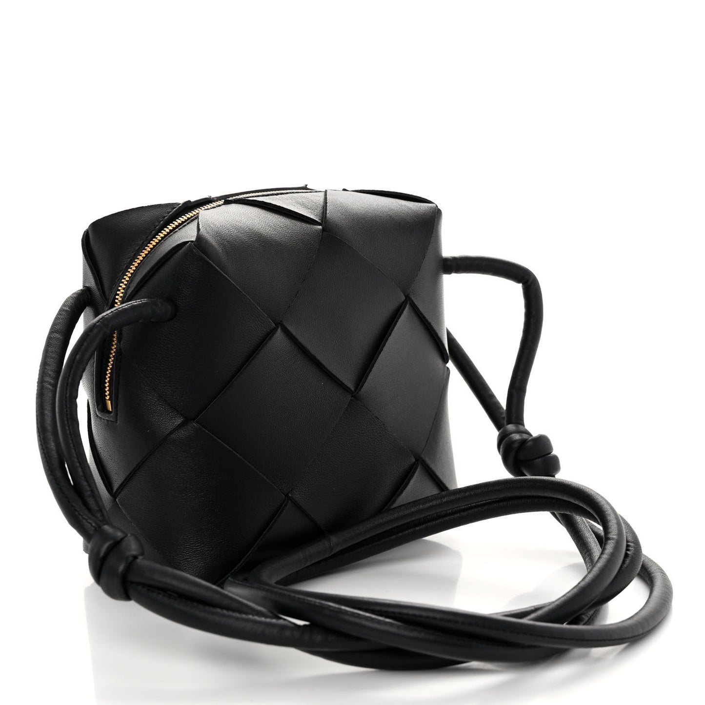 Lambskin Maxi Intrecciato Mini Cassette Camera Bag Black