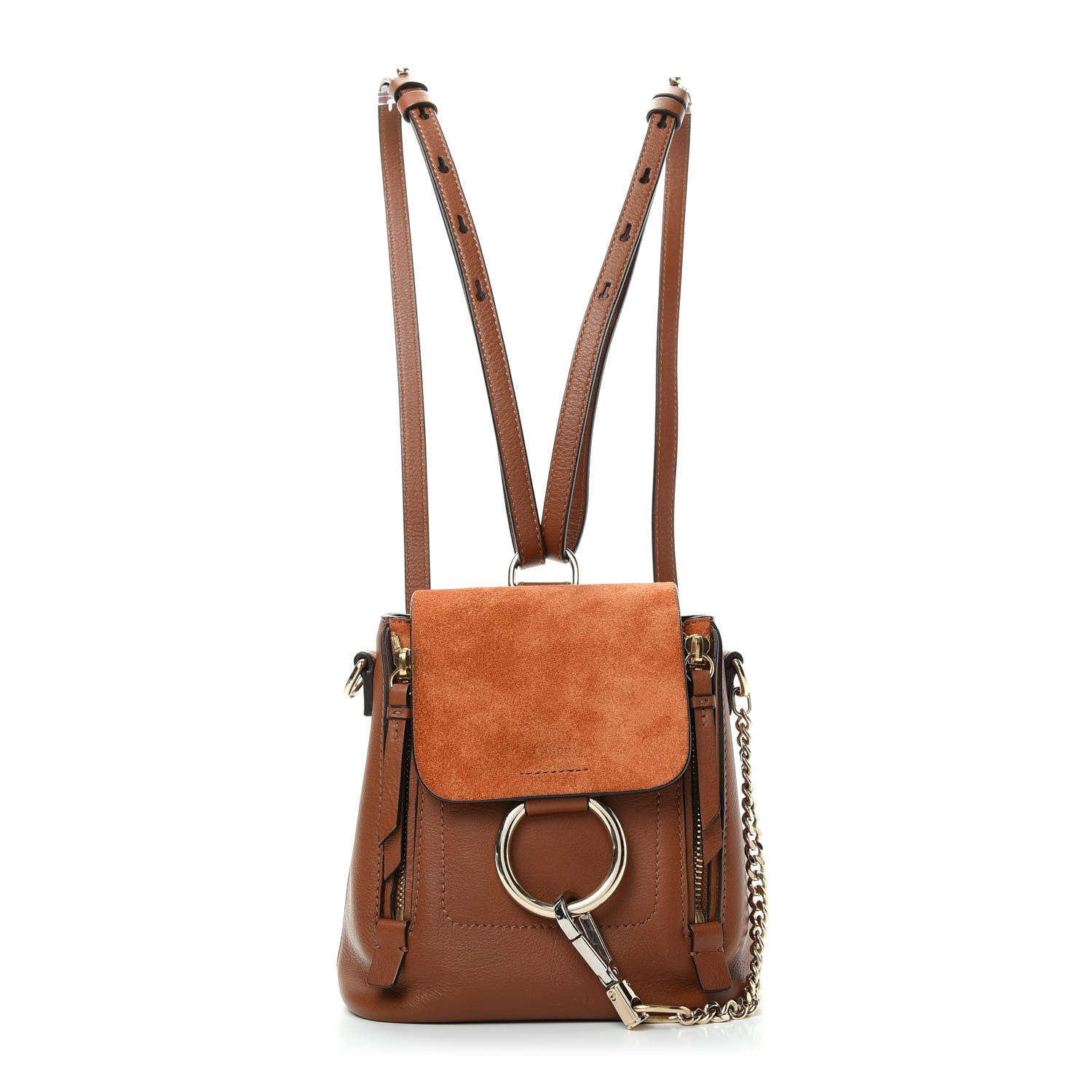 Chloe Suede Calfskin Small Faye Backpack Tan 1 of 8