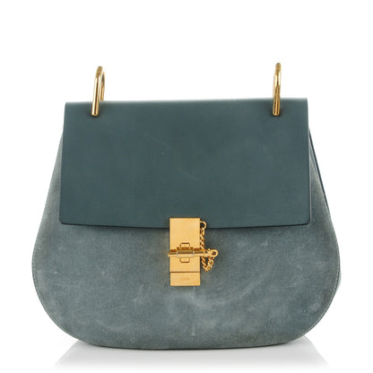 Chloe Suede Smooth Calfskin Medium Drew Shoulder Bag Cloudy Blue 1 of 10