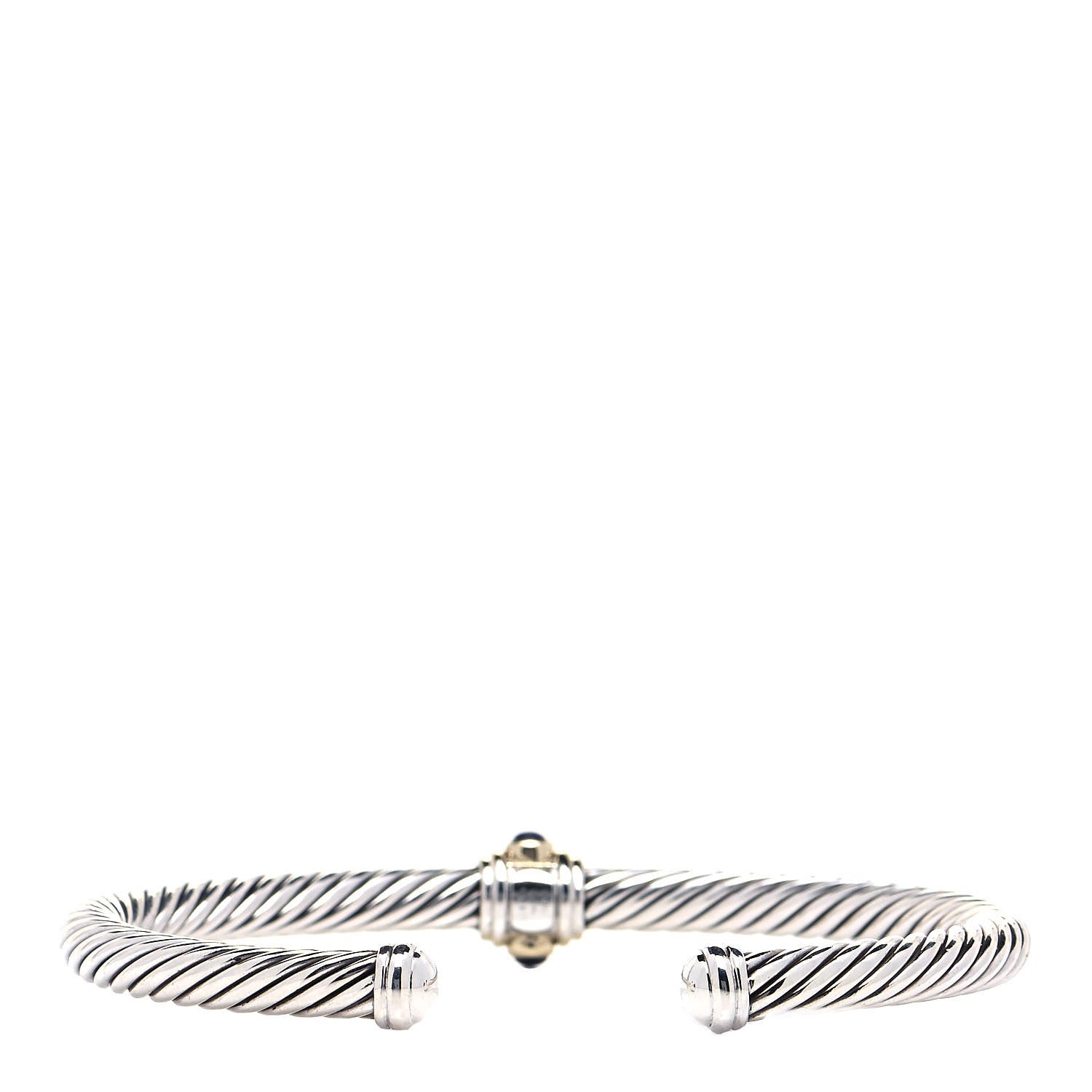 David Yurman Sterling Silver 14K Yellow Gold Blue Topaz Lapis Lazuli 5mm Cable Renaissance Station Bracelet 3 of 5