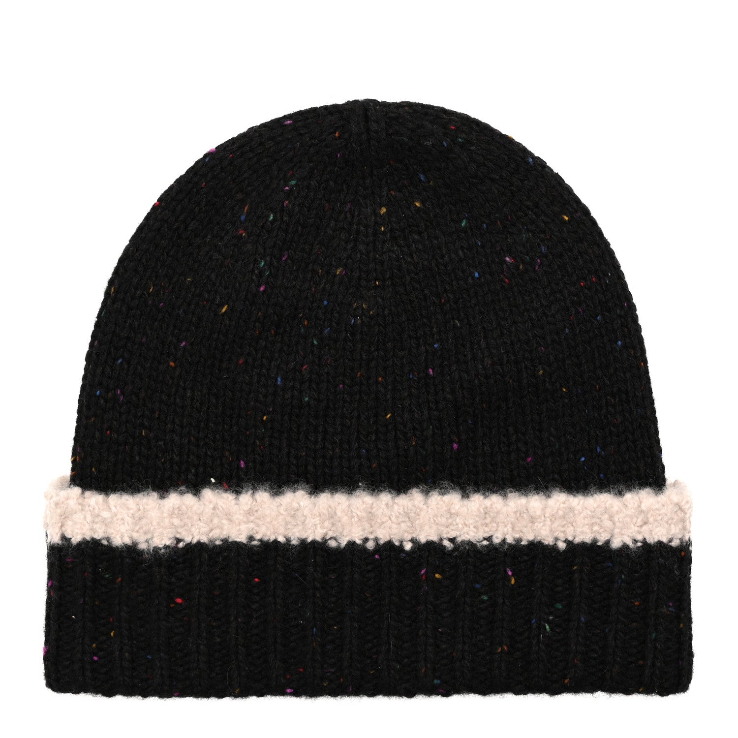 Chanel Cashmere Silk CC Beanie Hat Black Ecru 3 of 6
