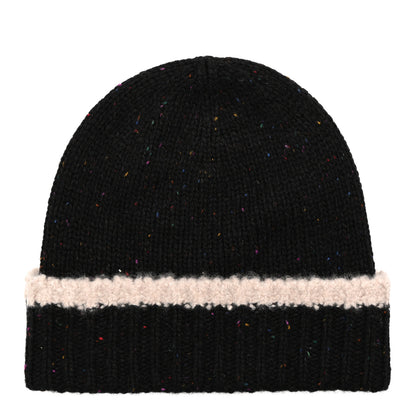 Chanel Cashmere Silk CC Beanie Hat Black Ecru 3 of 6