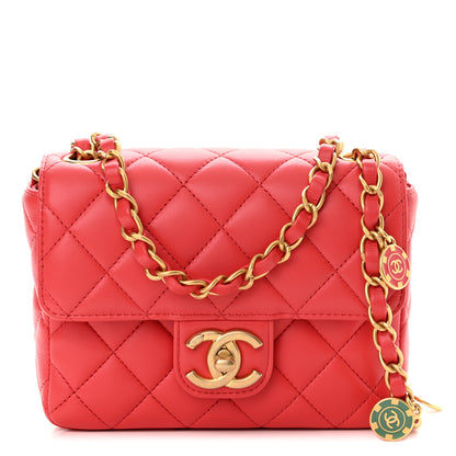 Chanel Lambskin Quilted Casino Chips Mini Square Flap Red 1 of 11