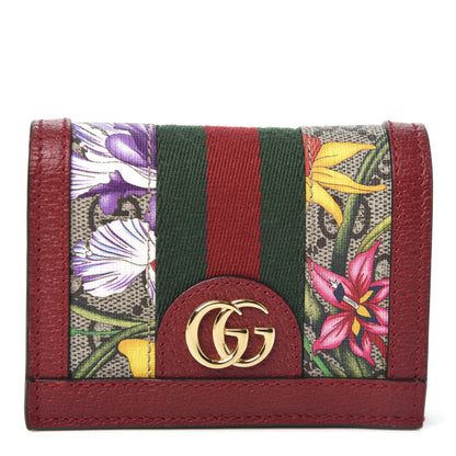 Gucci GG Supreme Monogram Flora Web Ophidia Card Case Red 1 of 6
