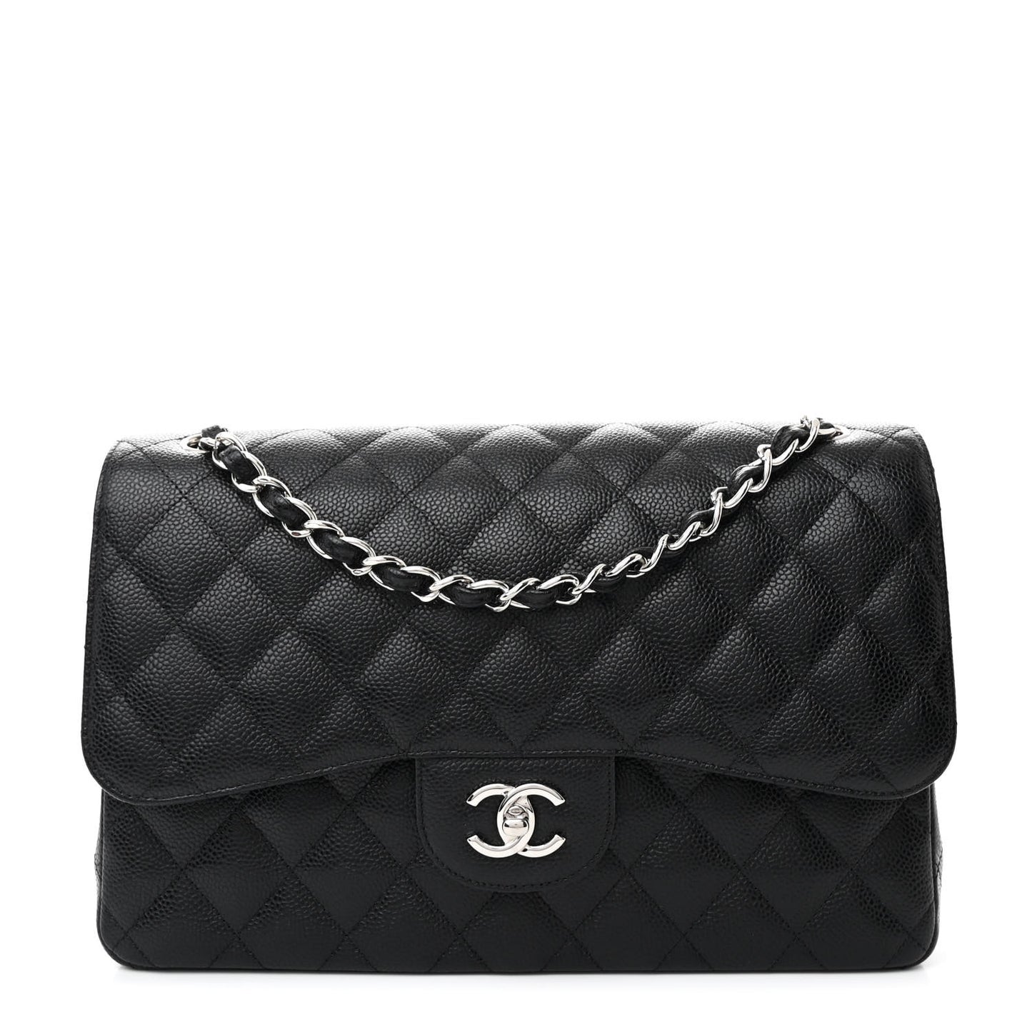 Caviar Quilted Jumbo Double Flap Black