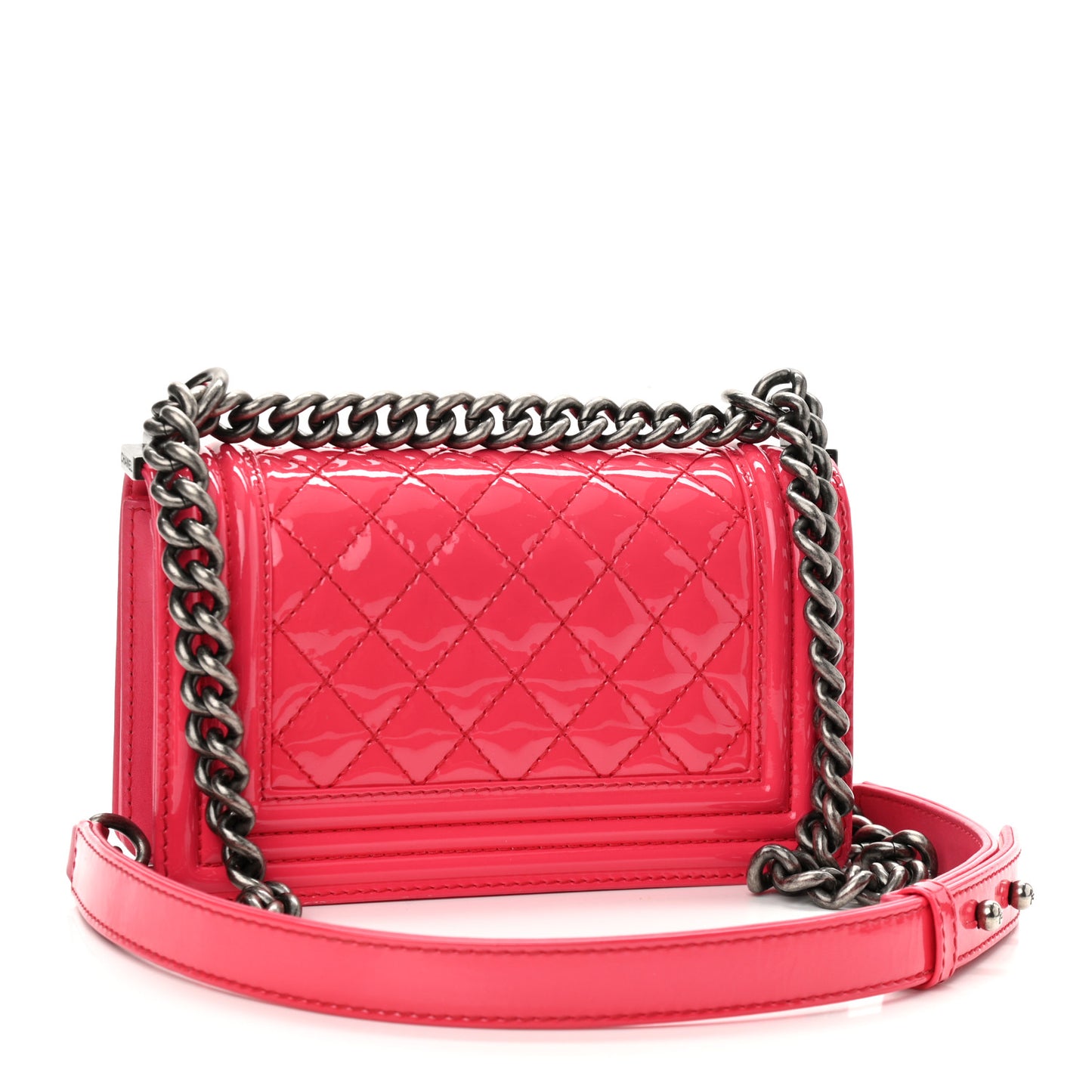 Patent Calfskin Quilted Small Boy Flap Pink