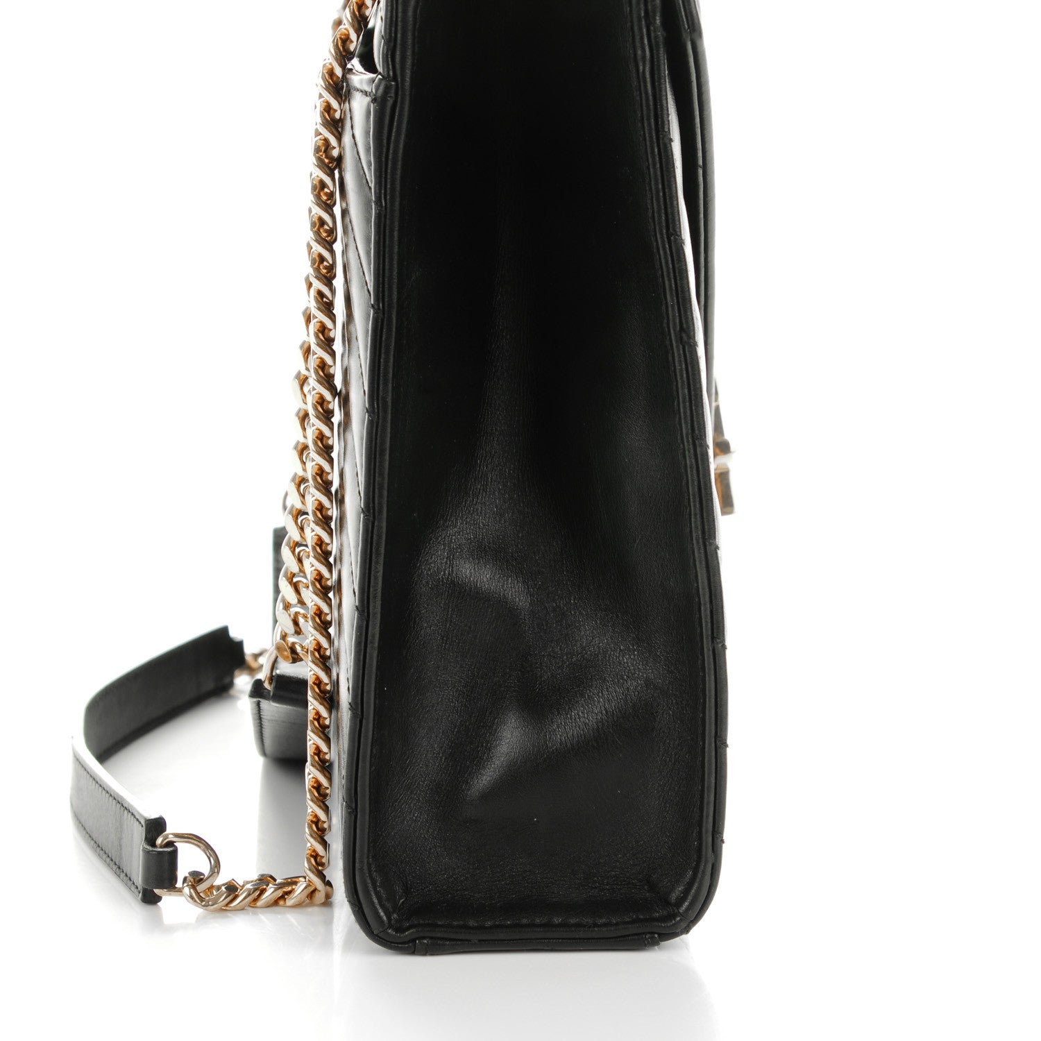 Saint Laurent Smooth Calfskin Matelasse Chevron Large Monogram Satchel Black 9 of 12