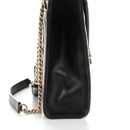 Saint Laurent Smooth Calfskin Matelasse Chevron Large Monogram Satchel Black 9 of 12