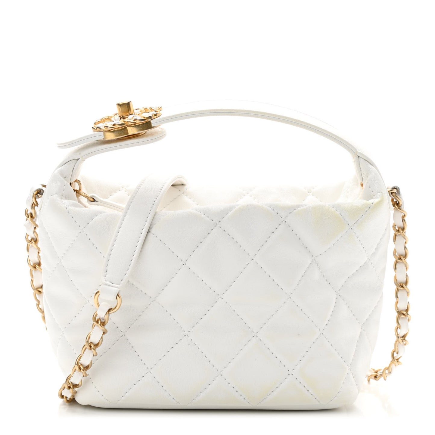 Lambskin Quilted Small Perfect Meeting Hobo White