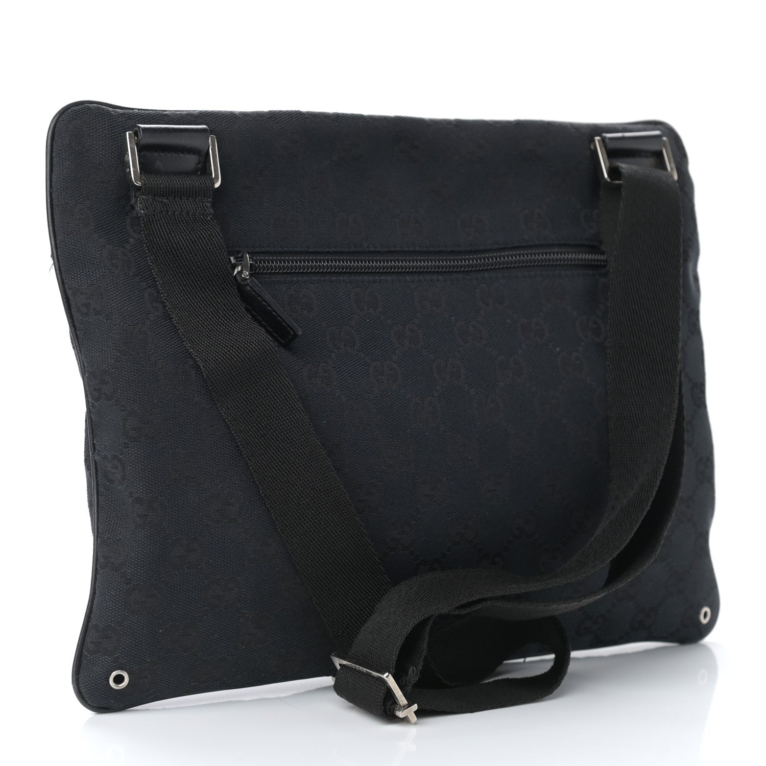 Gucci Monogram Flat Messenger Bag Black 2 of 9