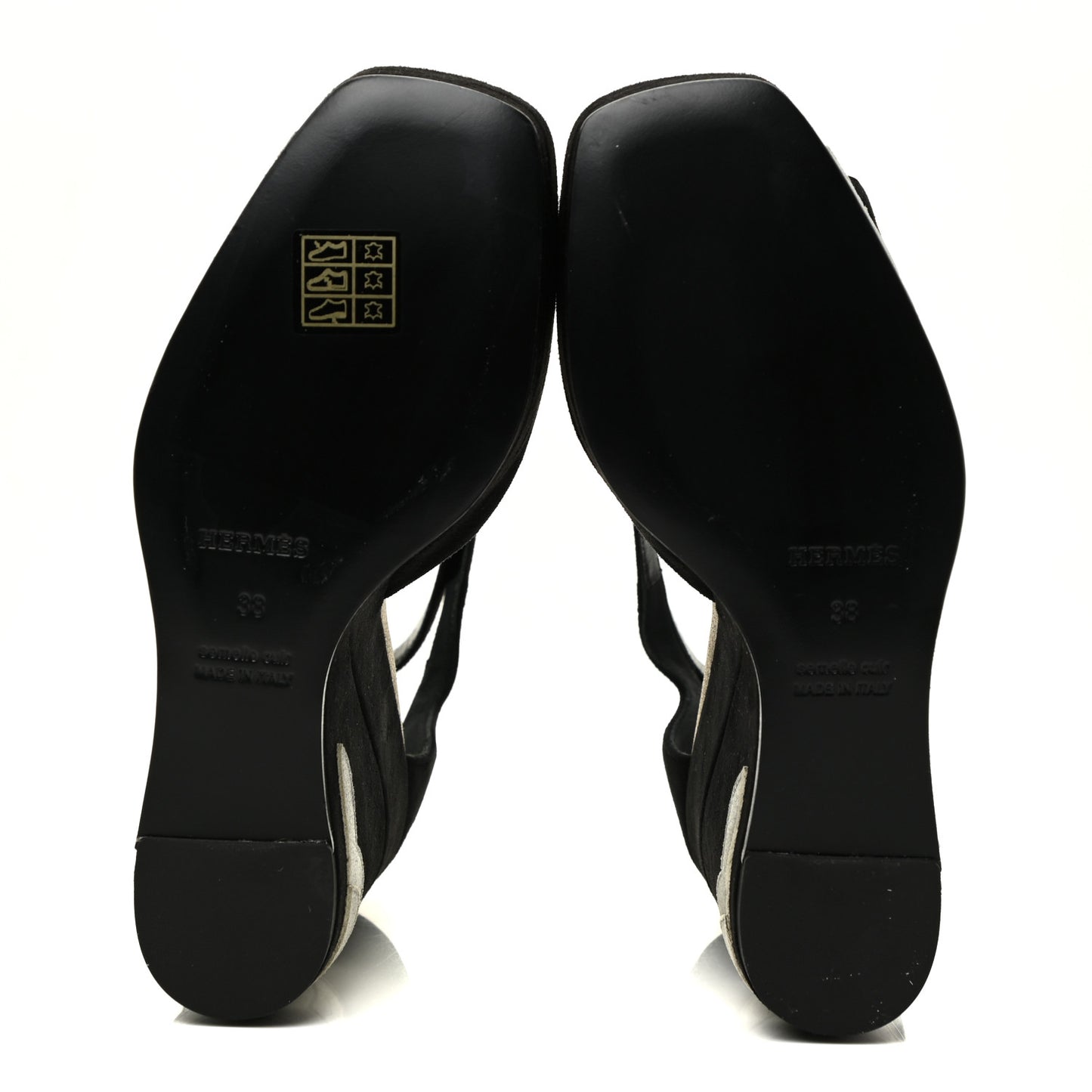 Suede Goatskin Tournis Wedge Sandals 38 Black