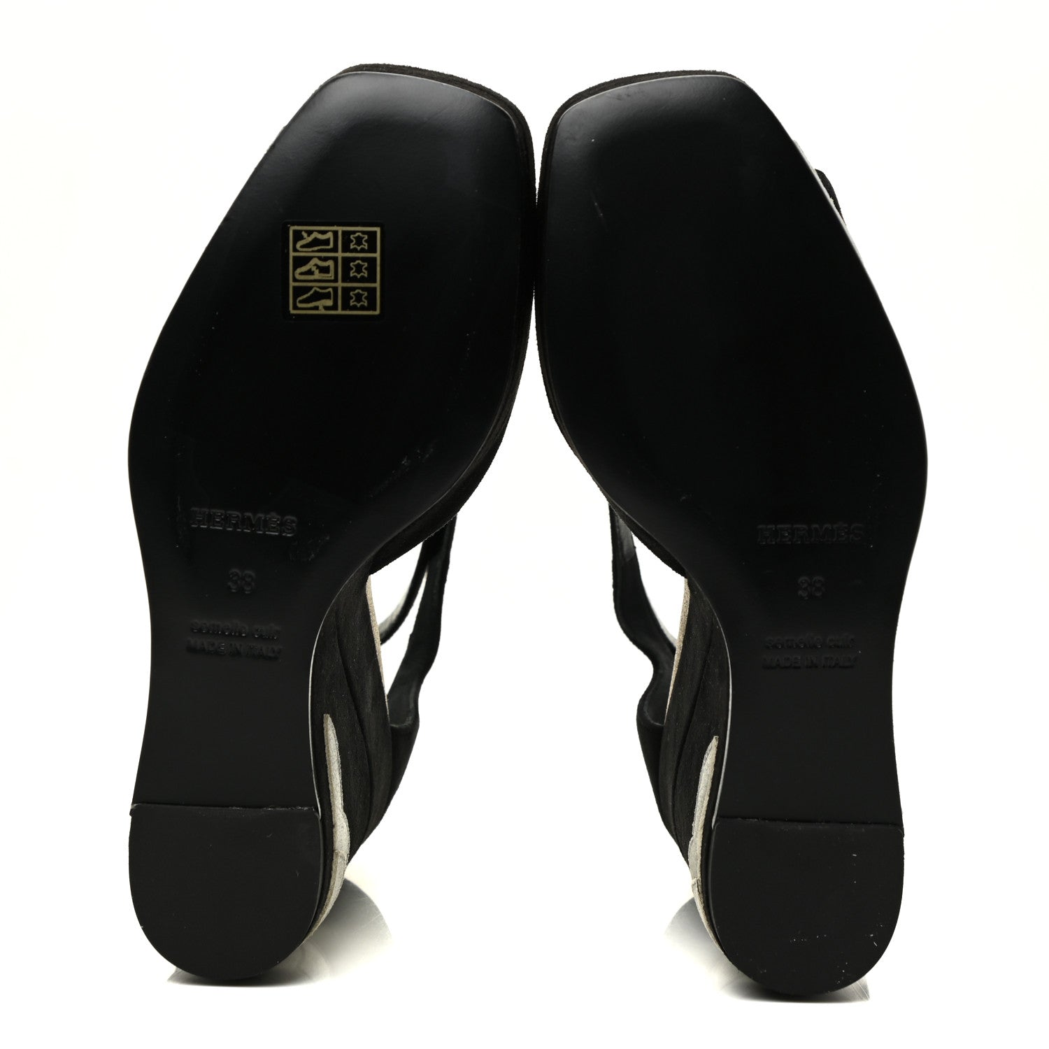 Hermes Suede Goatskin Tournis Wedge Sandals 38 Black 6 of 11