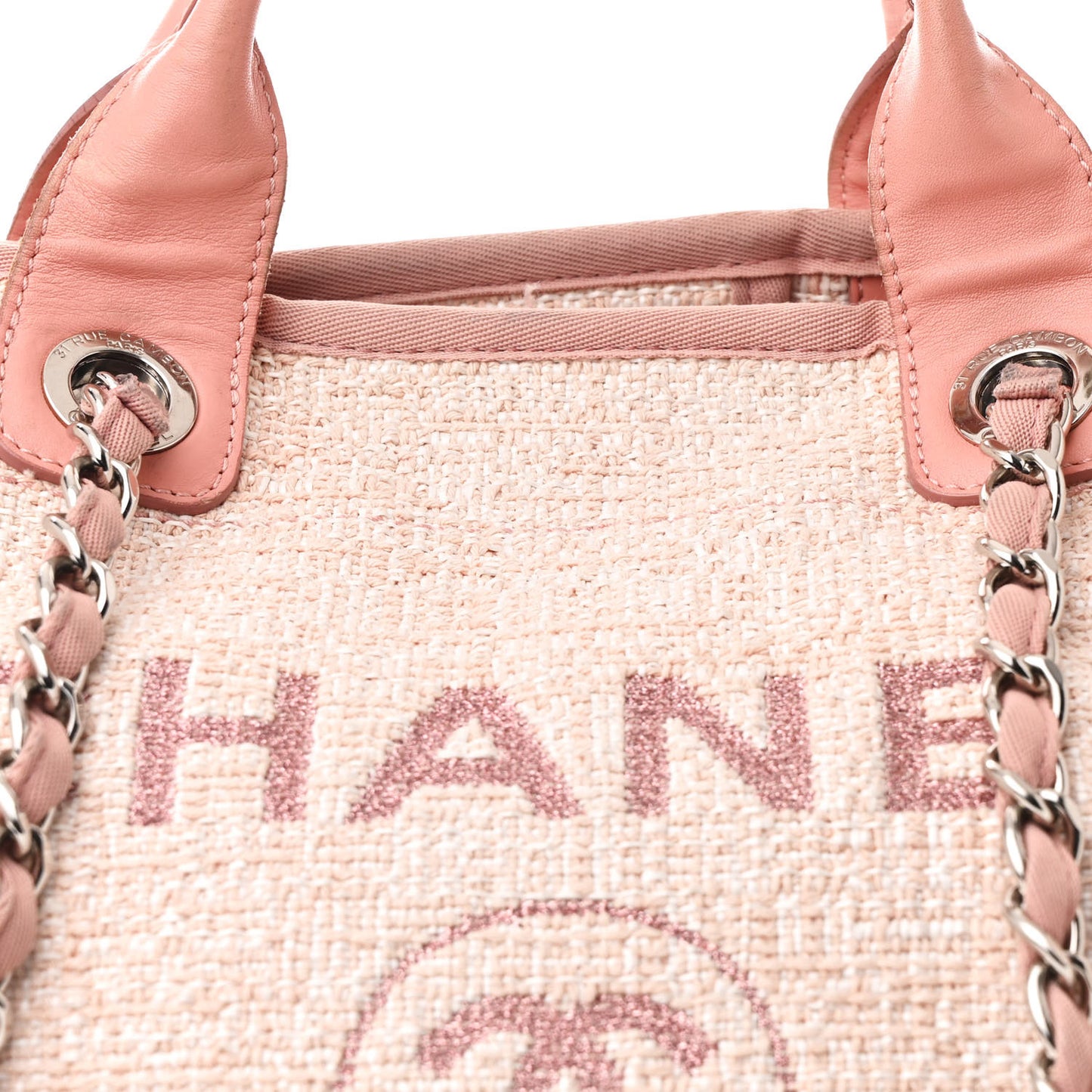 Straw Lurex Large Deauville Tote Pink