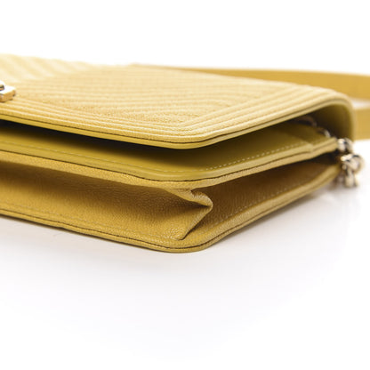 Chanel Caviar Chevron Quilted Boy Wallet On Chain WOC Yellow 11 of 12