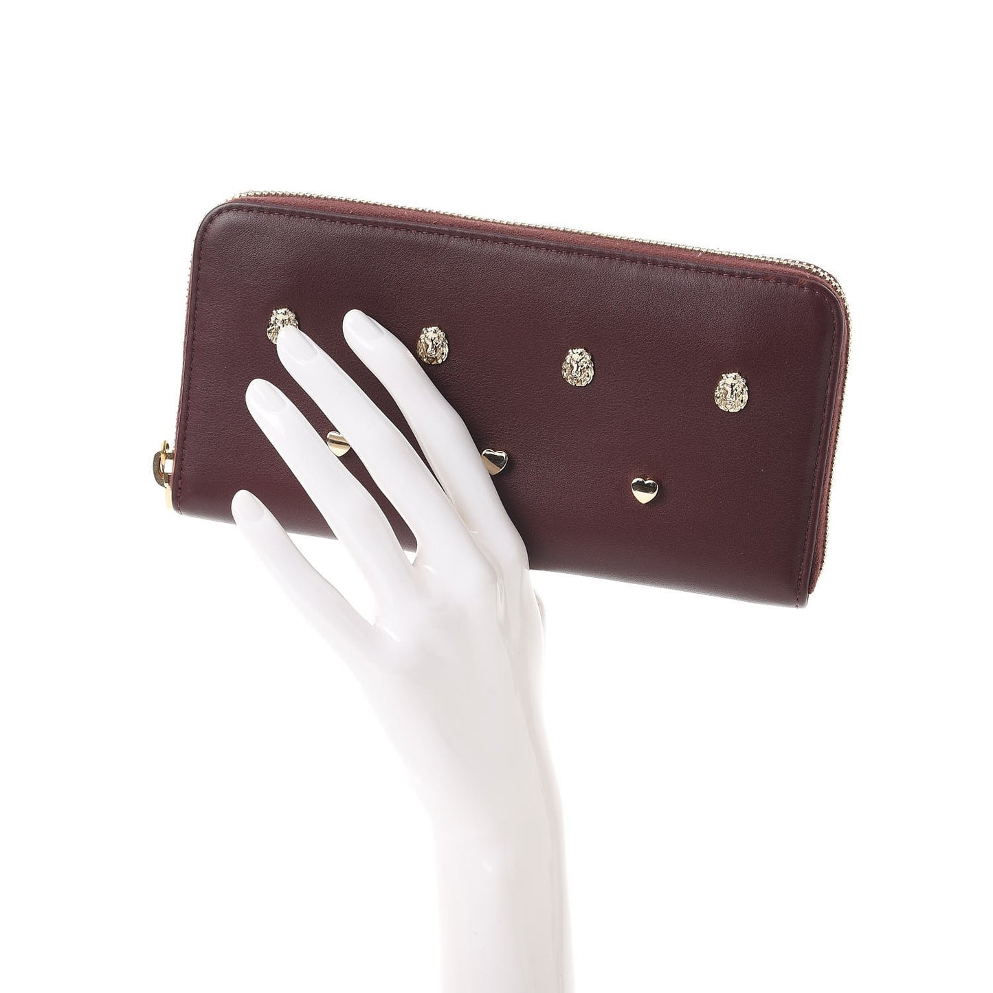Silky Calf Cara Delevigne Zip Around Long Wallet Oxblood